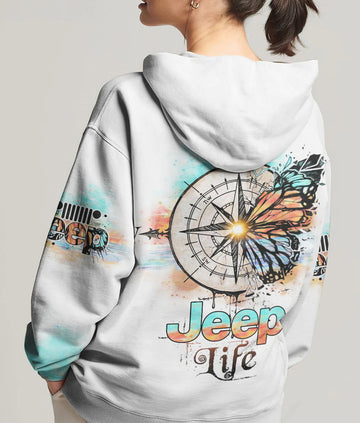 BlueJose Jeep Life Compass Half Butterfly Hoodie