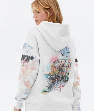 BlueJose Jeep Life Beach Wave Compass Hoodie