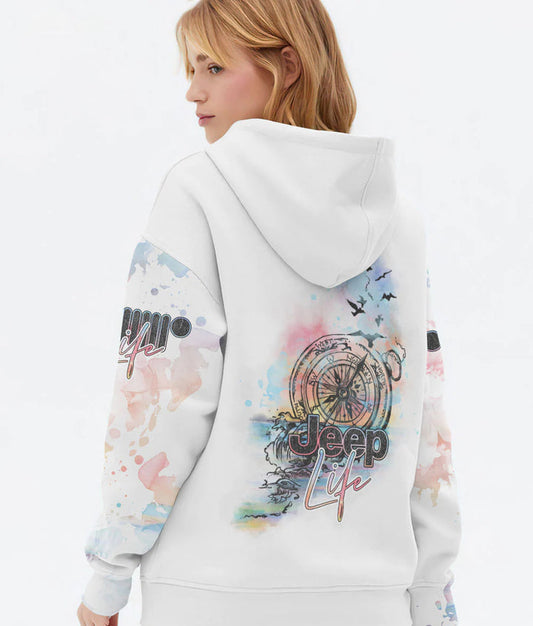 BlueJose Jeep Life Beach Wave Compass Hoodie