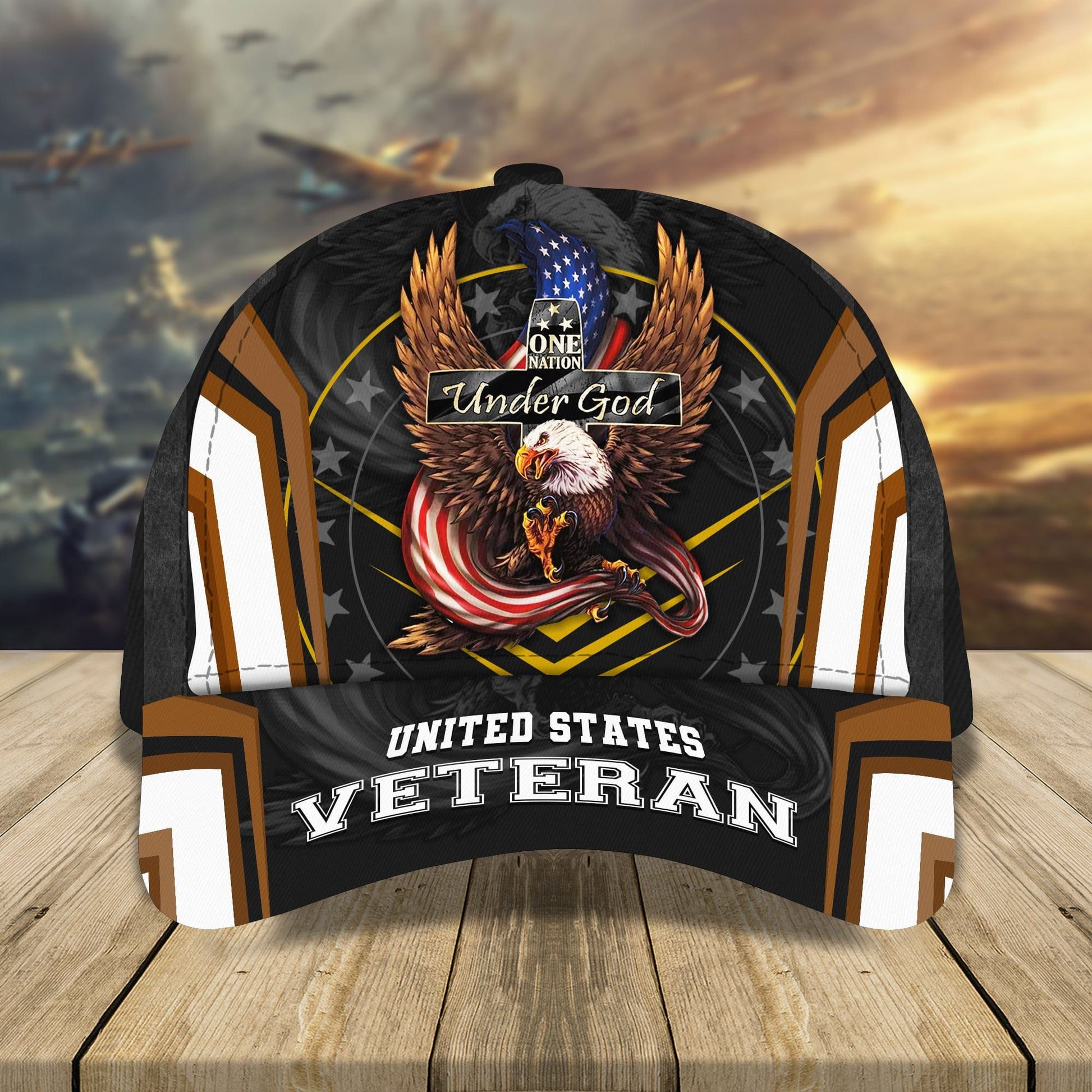 BlueJose Eagle One Nation Under God Veteran Cap Multicolored 3D Printed