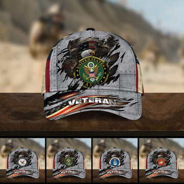 BlueJose Premium Multiple US Military Services Veteran 3D Cap PVC091201