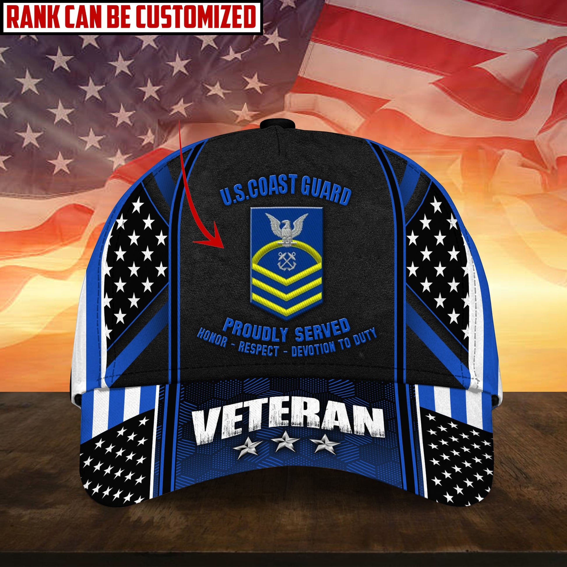 BlueJose Premium Personalised Multiple US Military Services Veteran 3D Cap PVC120202