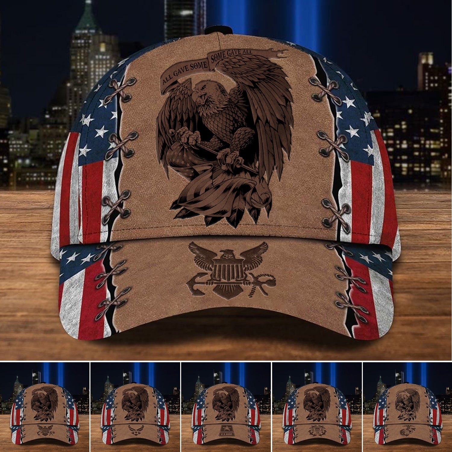 BlueJose Premium Multiple US Military Services Veteran 3D Cap TVN190202