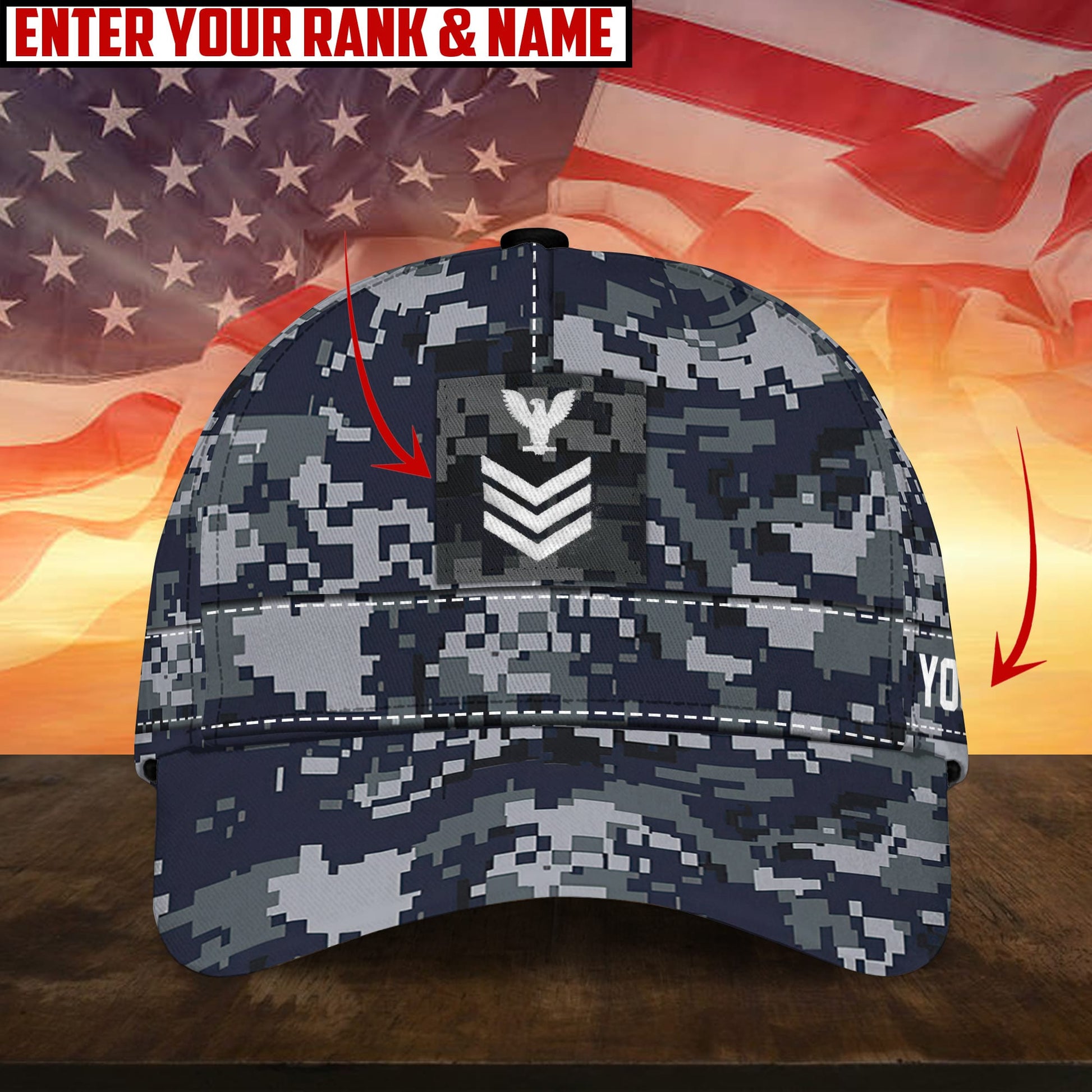 BlueJose Premium Personalised Multiple US Military Services Veteran 3D Cap PVC170204