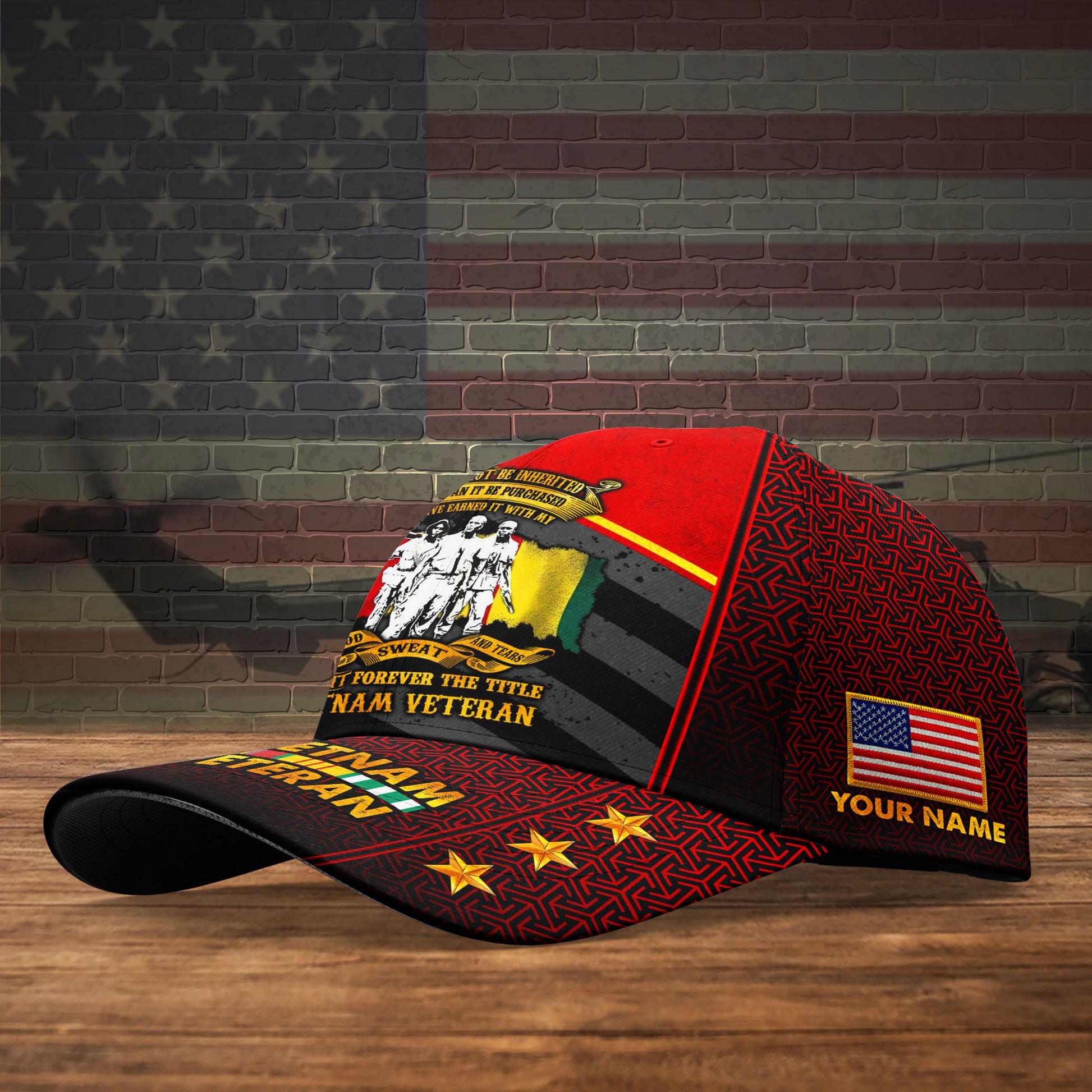 BlueJose Premium Personalised Vietnam Veteran 3D Cap PVC250418