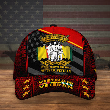 BlueJose Premium Personalised Vietnam Veteran 3D Cap PVC250418