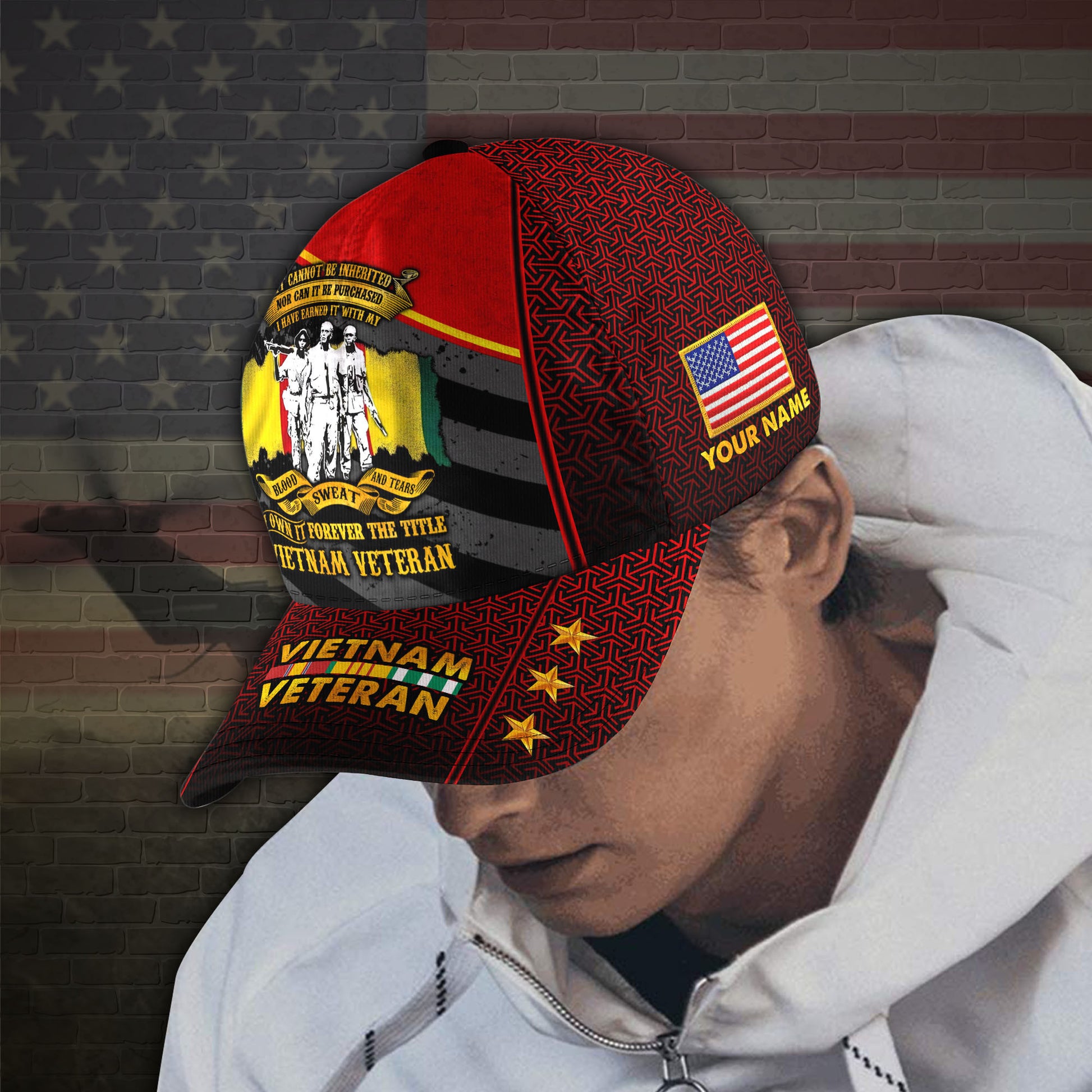 BlueJose Premium Personalised Vietnam Veteran 3D Cap PVC250418