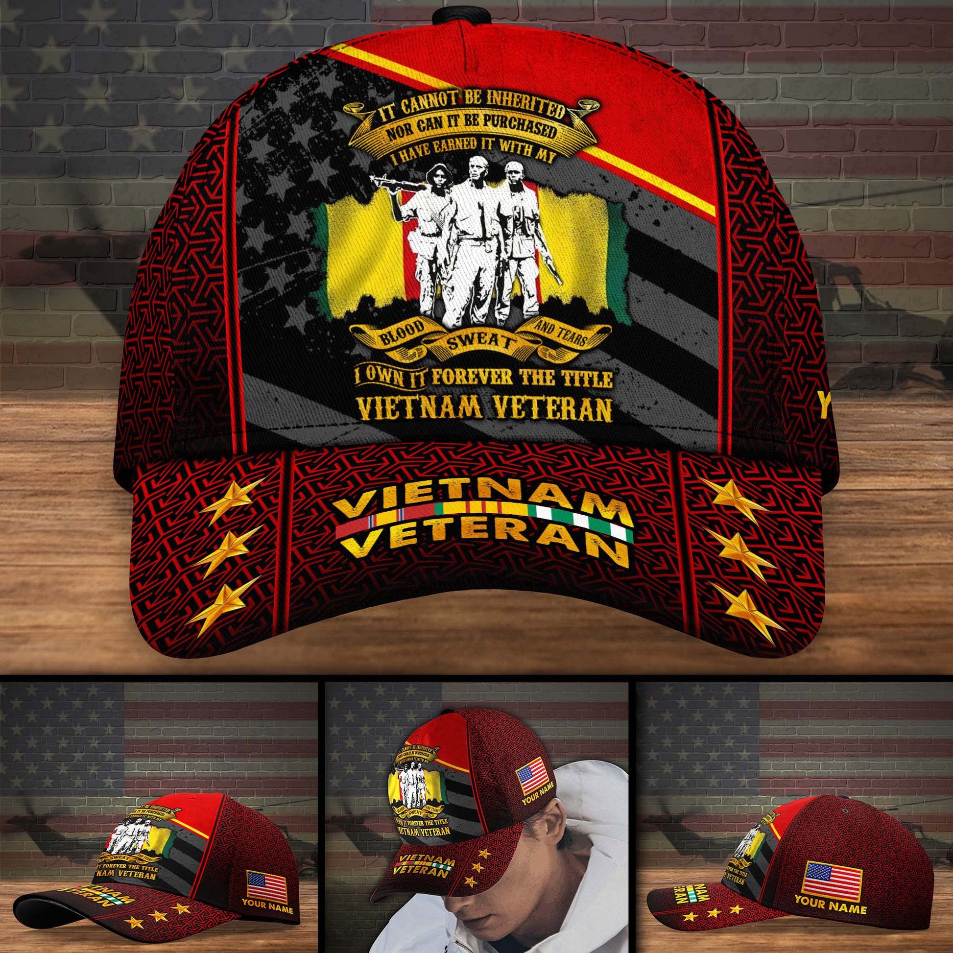 BlueJose Premium Personalised Vietnam Veteran 3D Cap PVC250418