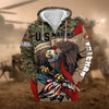 BlueJose Premium Camo Soldiers Multiservice US Veteran Zip Hoodie