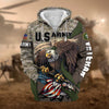 BlueJose Premium Camo Soldiers Multiservice US Veteran Zip Hoodie