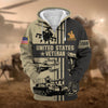 BlueJose Premium US Veteran Zip Hoodie