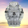 BlueJose Unique Camo Soldiers Multiservice US Veteran Zip Hoodie