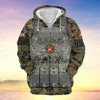 BlueJose Unique Camo Soldiers Multiservice US Veteran Zip Hoodie