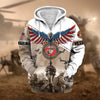 BlueJose Premium Multiple Services US Veteran Zip Hoodie