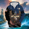 BlueJose Premium God Bless US Veteran Zip Hoodie