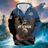 BlueJose Premium God Bless US Veteran Zip Hoodie
