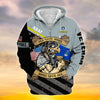 BlueJose Premium Proudly Served Multiservice US Veteran Zip Hoodie