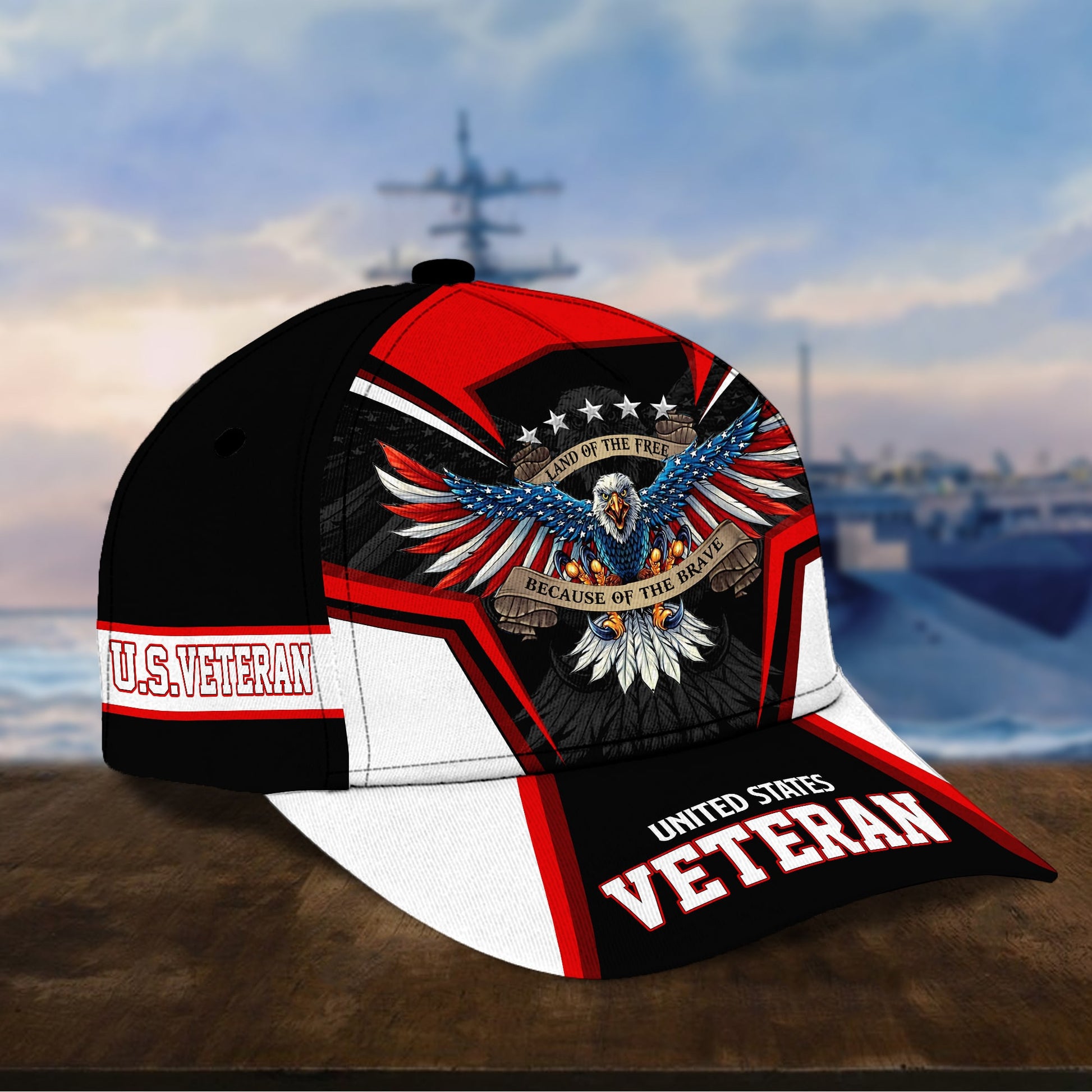 BlueJose Premium Land Of The Free U.S. Veteran 3D Cap NPVC110701