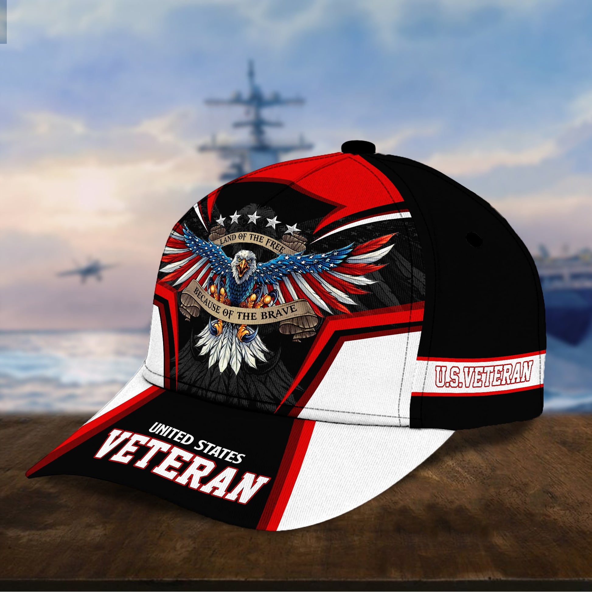 BlueJose Premium Land Of The Free U.S. Veteran 3D Cap NPVC110701