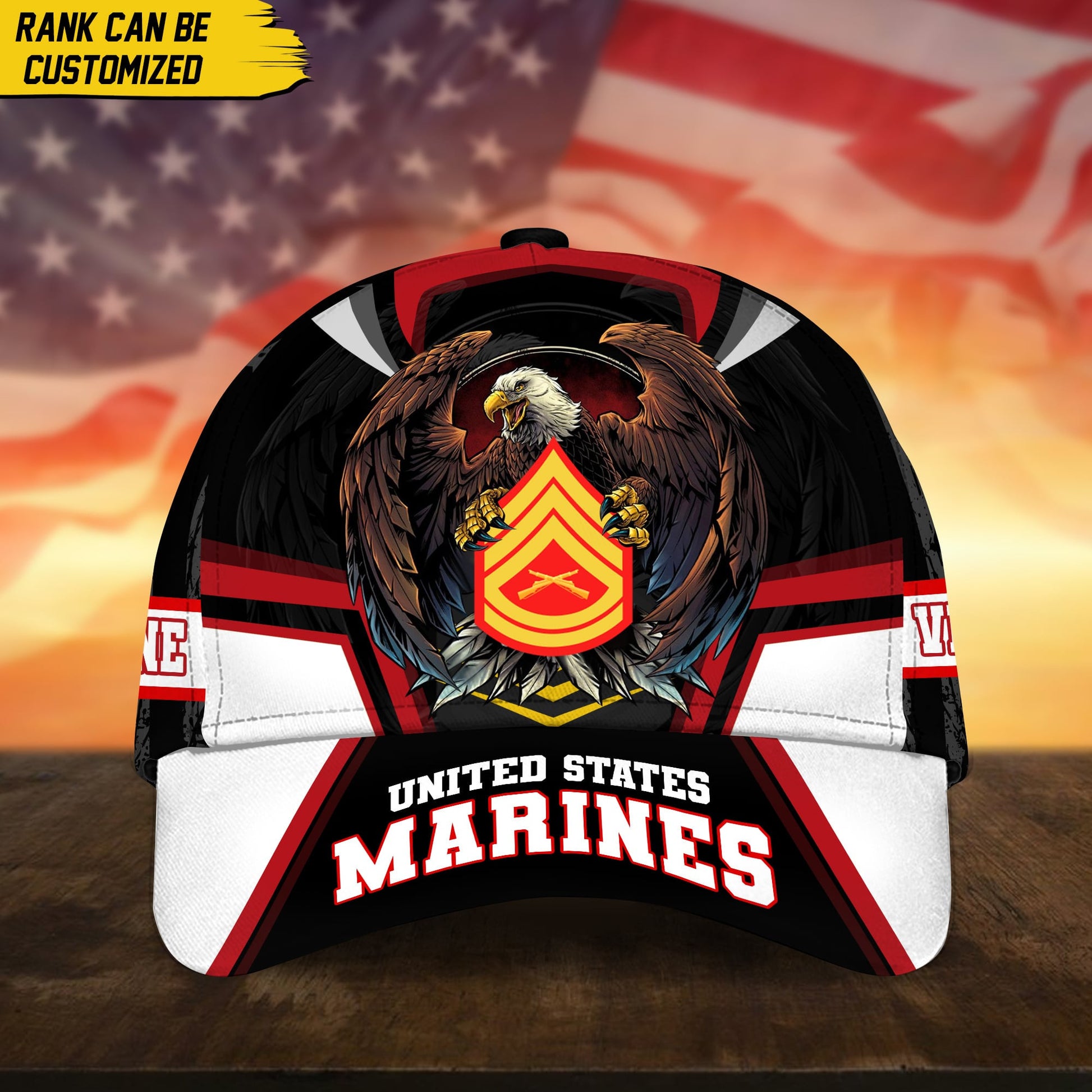 BlueJose Premium Personalized Custom Rank US Veteran Cap APVC220701