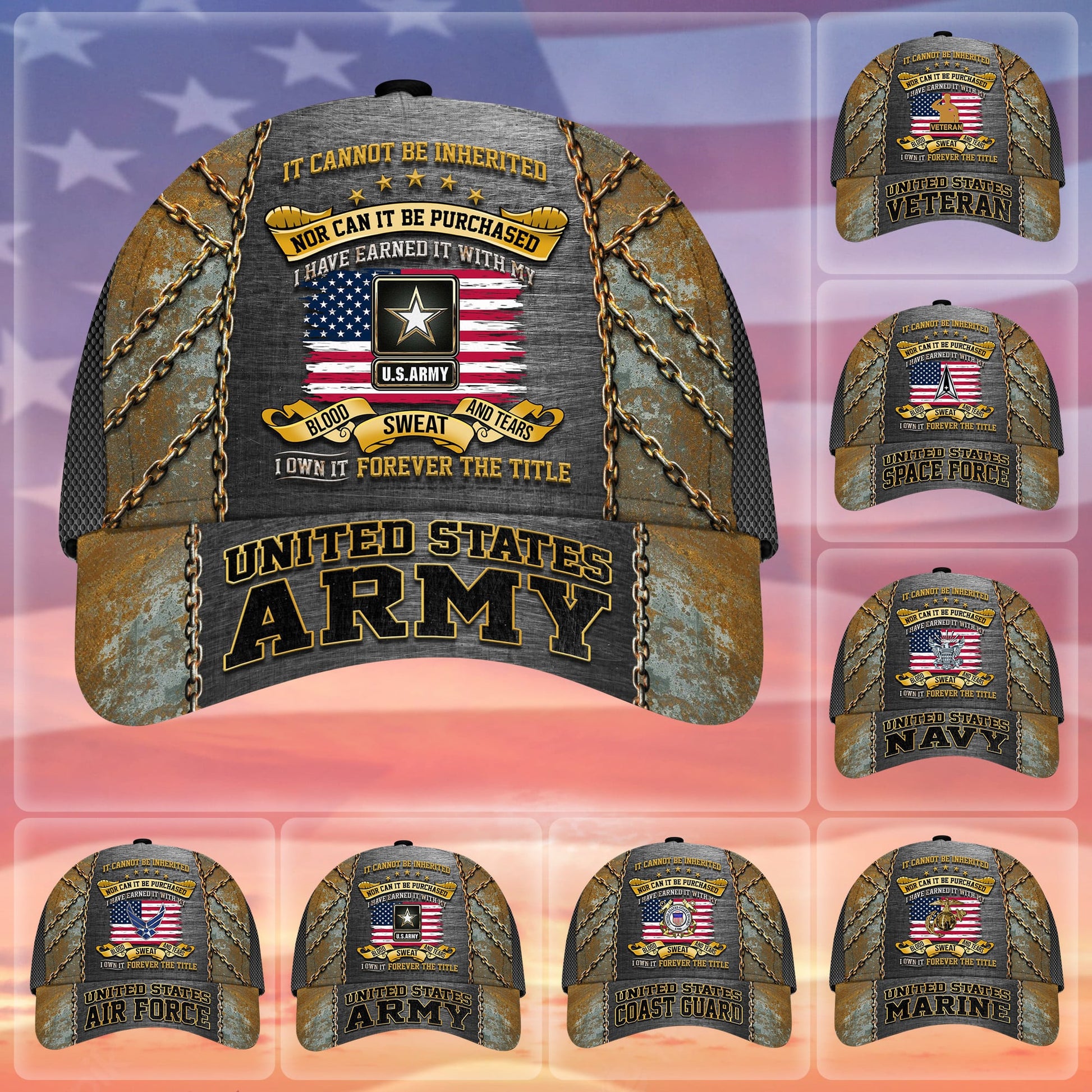 BlueJose Premium I Have Earned It With My Blood Sweat And Tears US Veteran Cap APVC310701