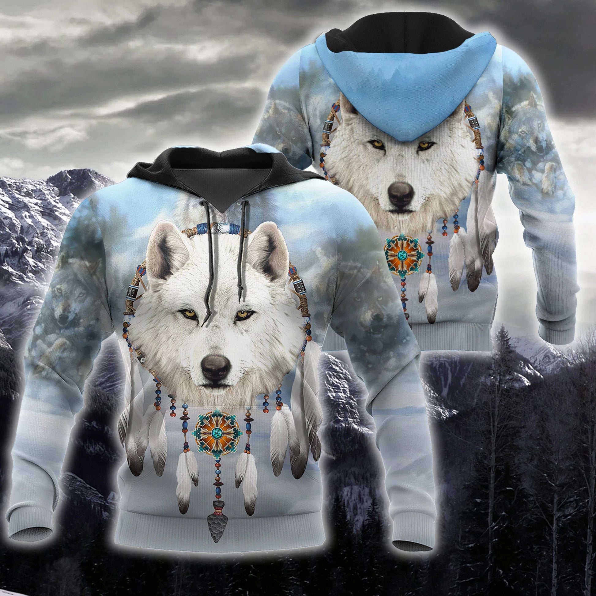 BlueJose Native Wolf 3D Printed Fashion Autumn Hoodies