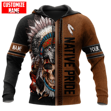 BlueJose Custom Name Native Skull Premium Streetwear Unique Unisex Hoodies
