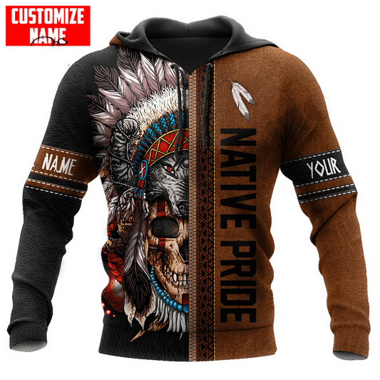 BlueJose Custom Name Native Skull Premium Streetwear Unique Unisex Hoodies
