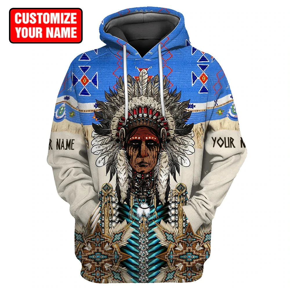 BlueJose Customized Name Aboriginal Native 3D Printed Fashion Men's Hoodie