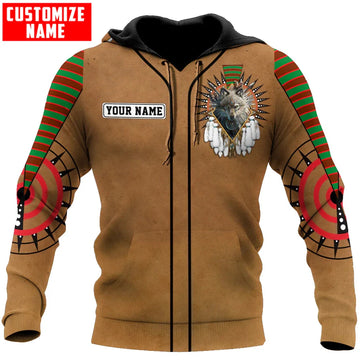 BlueJose Customized Name Aboriginal Native Wolf 3D Printed Fashion Hoodie