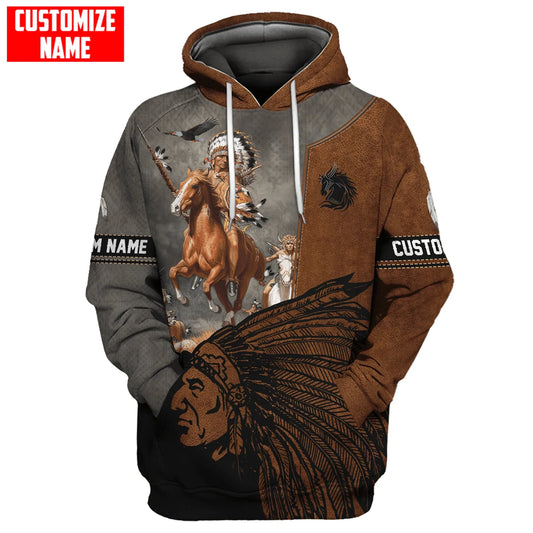 BlueJose Customized Name Native Warrior 3D All Over Printed Fashion Hoodie