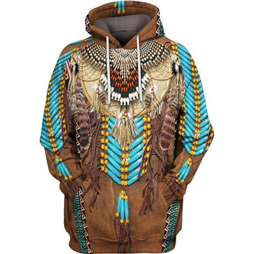 BlueJose Native Fringed Motifs 3D Print hoodies