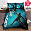 BlueJose Personalized Basketball Score Blue Custom Name Duvet Cover Bedding Set