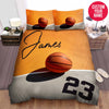 BlueJose Personalized Basketball Ball Lying On Court Custom Name Duvet Cover Bedding Set