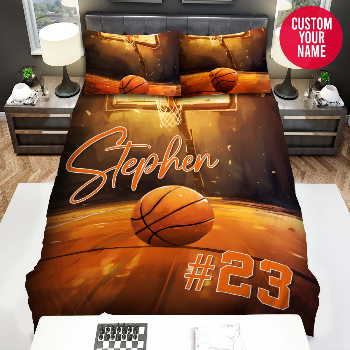 BlueJose Personalized Basketball Is On The Field Goal Custom Name Duvet Cover Bedding Set