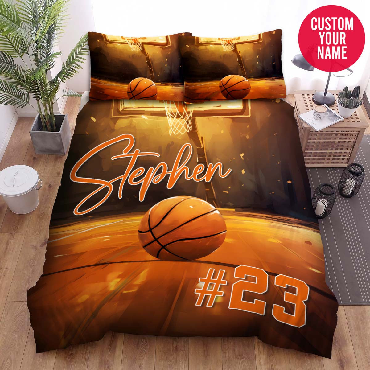 BlueJose Personalized Basketball Is On The Field Goal Custom Name Duvet Cover Bedding Set