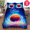 BlueJose Personalized Basketball Ball Glowing Background Custom Name Duvet Cover Bedding Set