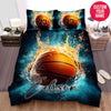 BlueJose Personalized Basketball Fire And Water Custom Name Duvet Cover Bedding Set