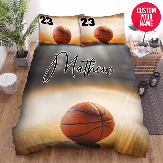 BlueJose Personalized Basketball In The Ground Custom Name Duvet Cover Bedding Set