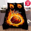 BlueJose Personalized Basketball Fire Ball Custom Name Duvet Cover Bedding Set