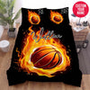 BlueJose Personalized Basketball Fire Ball Custom Name Duvet Cover Bedding Set
