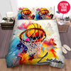 BlueJose Personalized Basketball Watercolor Artwork Custom Name Duvet Cover Bedding Set