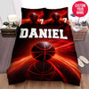 BlueJose Personalized Black Basketball Ball Red Line Custom Name Duvet Cover Bedding Set
