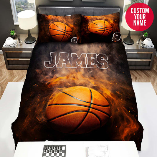 BlueJose Personalized Stain Basketball Ball Custom Name Duvet Cover Bedding Set