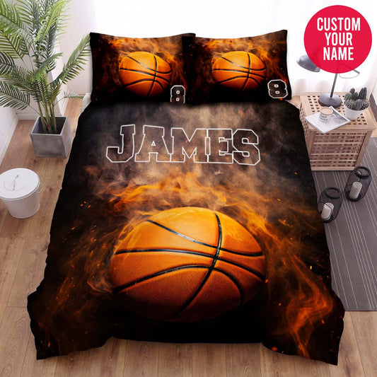BlueJose Personalized Stain Basketball Ball Custom Name Duvet Cover Bedding Set