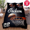 BlueJose Personalized Basketball Ball In Hoop Custom Name Duvet Cover Bedding Set