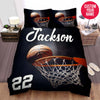 BlueJose Personalized Basketball Ball In Hoop Custom Name Duvet Cover Bedding Set