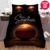 BlueJose Personalized Basketball Black Background Custom Name Duvet Cover Bedding Set