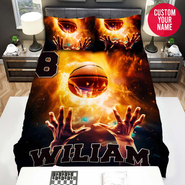BlueJose Personalized Basketball Ball Powerful Art Custom Name Duvet Cover Bedding Set