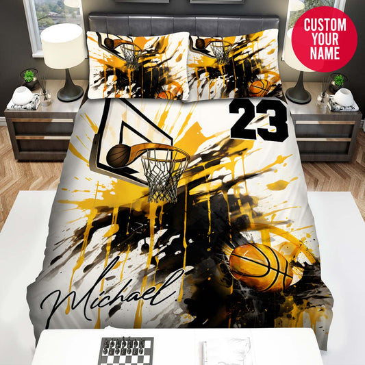 BlueJose Personalized Basketball Hoop And Ball For Basketball Lover Duvet Cover Bedding Set